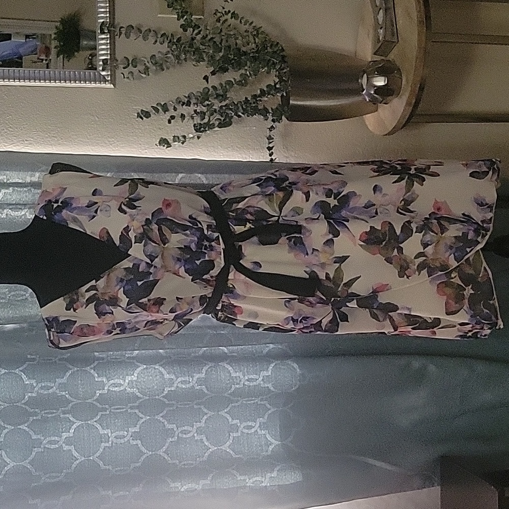 Simply Vera Vera Wang Sleeveless Faux Wrap Tulip Hem Floral Print Dress Size XL
